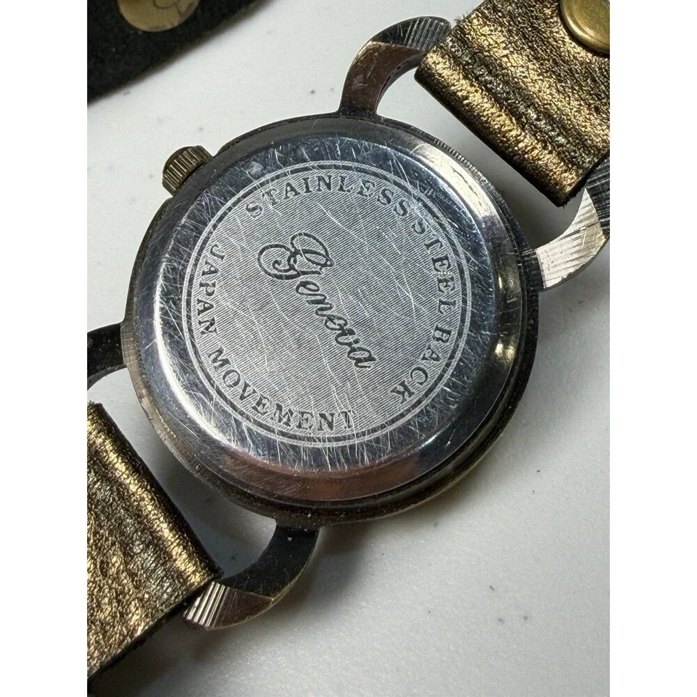 Geneva Wrap Around Bracelet Watch Bronze Rhinestone 29.8mm
